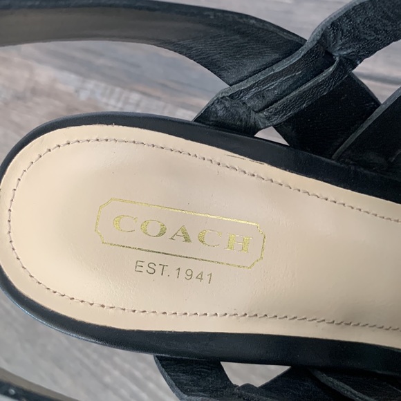 Coach black leather heeled sandals size 9.5 - Picture 9 of 9